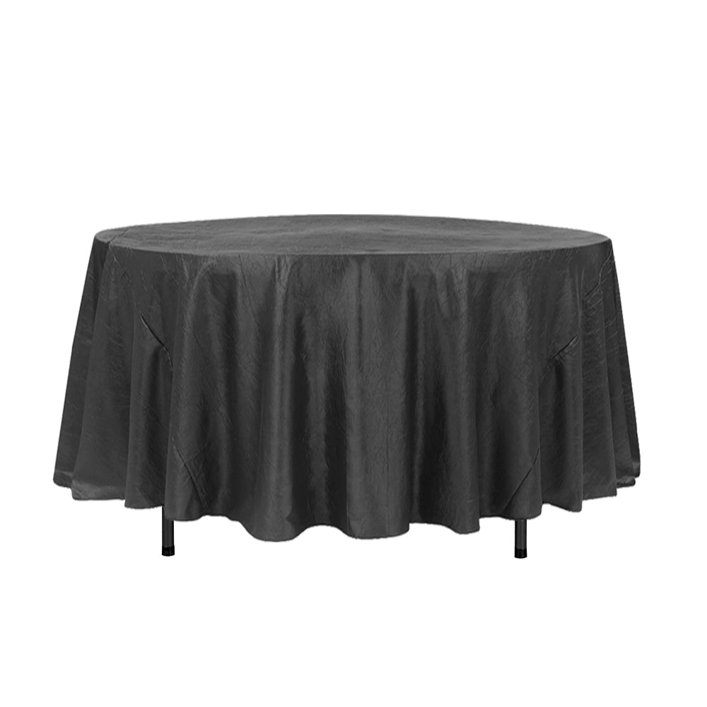 108" Black Crinkle Crushed Taffeta Round Tablecloth
