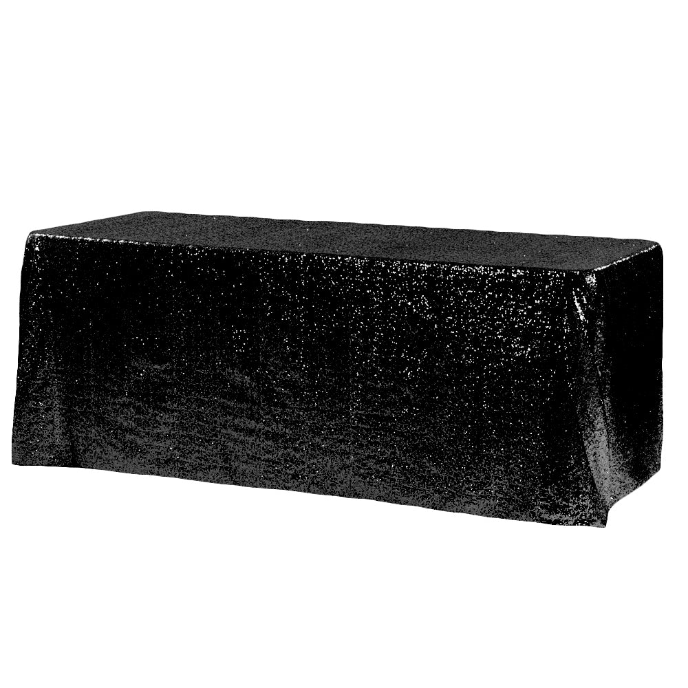 Black Glitz Sequin Rectangular Tablecloth 90 x 156"