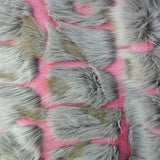 Pink Gray Bricks Faux Fur Long Pile Fabric