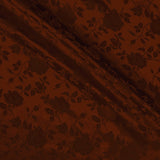 Brown Satin Jacquard Roses Fabric