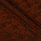 Brown Satin Jacquard Roses Fabric