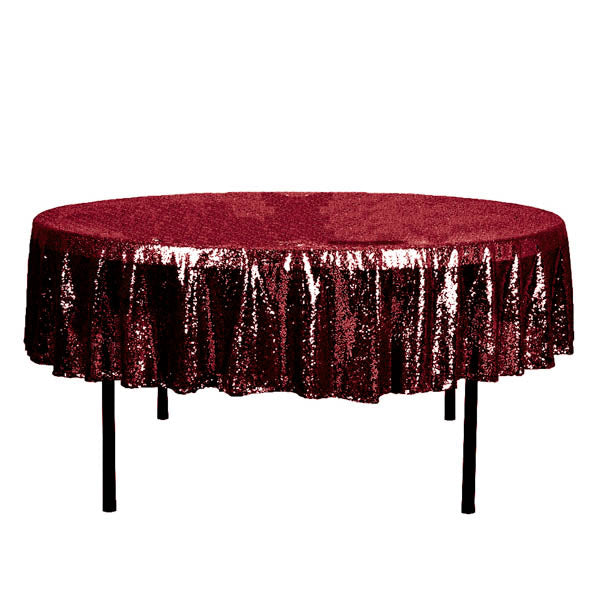 90" Burgundy Glitz Sequin Round Tablecloth