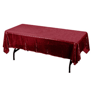 Burgundy Glitz Sequin Rectangular Tablecloth 60 x 126"