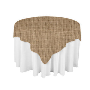 Natural Burlap Square Overlay Tablecloth 85" x 85"