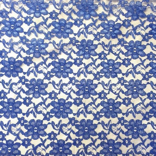 Royal Blue Floral Raschel Lace Fabric