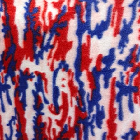 Red Blue and White Army Camouflage Fleece Fabric
