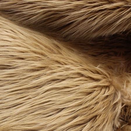 Caramel Faux Fake Mongolian Animal Fur Fabric Long Pile