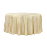 132" Champagne Crinkle Crushed Taffeta Round Tablecloth