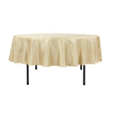 90" Champagne Crinkle Crushed Taffeta Round Tablecloth