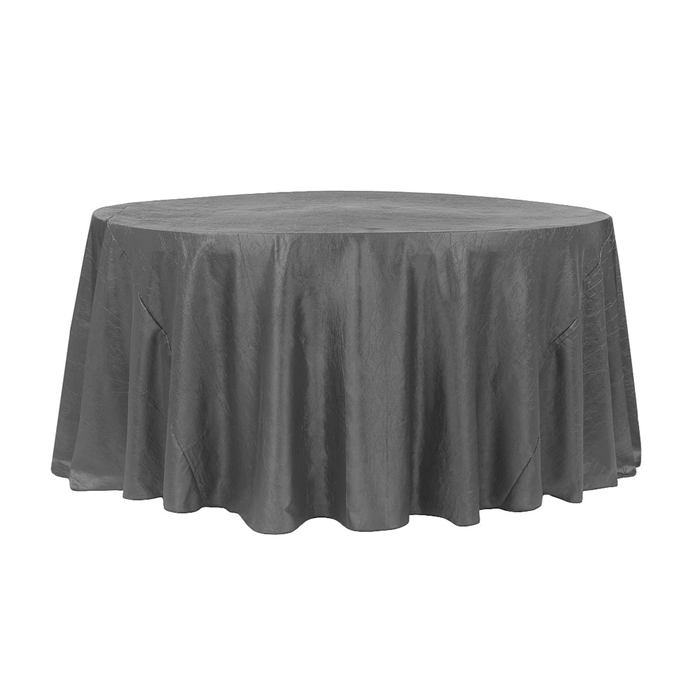 132" Charcoal Crinkle Crushed Taffeta Round Tablecloth
