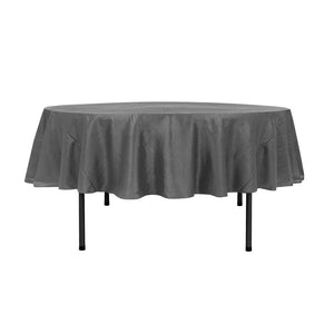 90" Charcoal Crinkle Crushed Taffeta Round Tablecloth