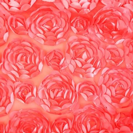 Rosette Mesh Strawberry Satin Fabric
