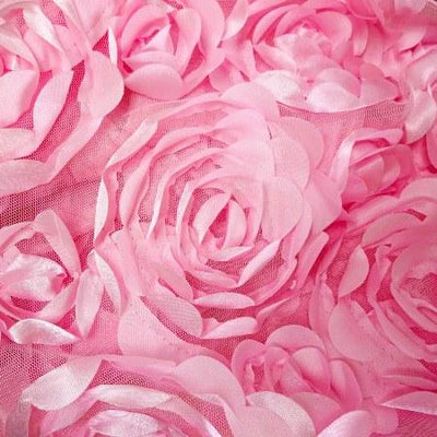 Rosette Mesh Pink Satin Fabric