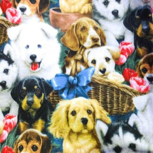 Puppy Pals Anti Pill Animal Theme Fleece Fabric, 60 Inches Wide By Jenny Newland