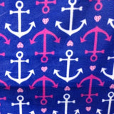 Nautical Anchor on Royal Blue Anti Pill Fleece Fabric