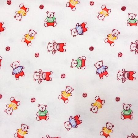 Red Bears Flannel Cotton Fabric
