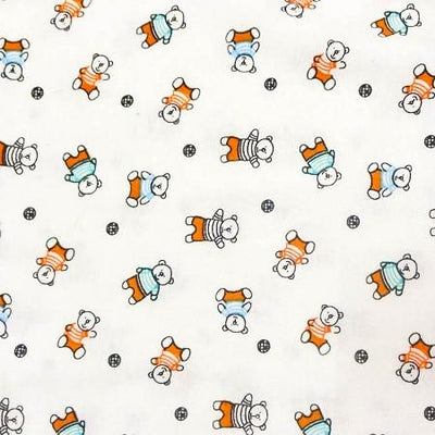 Orange Bears Flannel Cotton Fabric