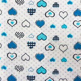 Blue Heart Dots Flannel Cotton Fabric