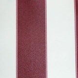 Burgundy Ivory Stripe Canvas Waterproof Outdoor Fabric / 60 Yards Roll