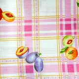 Fruits on Pink Checkered Poly Cotton Fabric