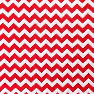 Half Inch Chevron Red and White Poly Cotton Fabric