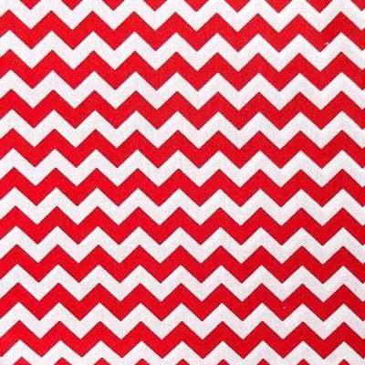 Half Inch Chevron Red and White Poly Cotton Fabric