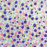 Purple Pink Flowers Poly Cotton Fabric