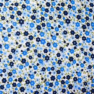 Blue Packed Flowers Poly Cotton Fabric