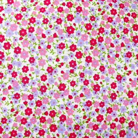 Pink Packed Flowers Poly Cotton Fabric