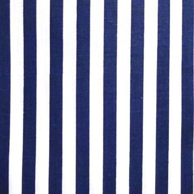 Half Inch White and Navy Stripes Poly Cotton Fabric