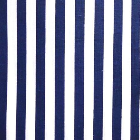 1" One Inch Navy Blue and White Stripes Poly Cotton Fabric