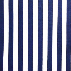 1" One Inch Navy Blue and White Stripes Poly Cotton Fabric