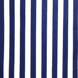 Half Inch White and Navy Stripes Poly Cotton Fabric