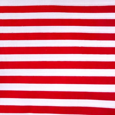 Half Inch White and Red Stripes Poly Cotton Fabric