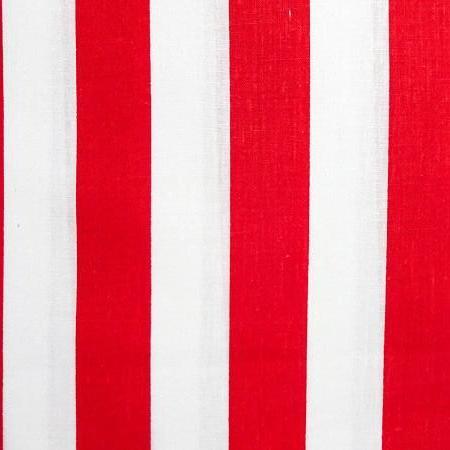 One Inch Red and White Stripes Poly Cotton Fabric