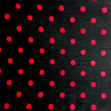 Small White Red on Black Dots Poly Cotton Fabric