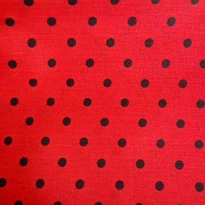 Small Black on Red Dots Poly Cotton Fabric