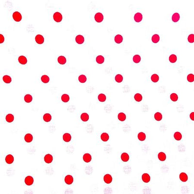 Small Red Dots on White Poly Cotton Fabric