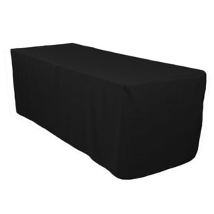 4 Ft Black Fitted Polyester Rectangular Tablecloth