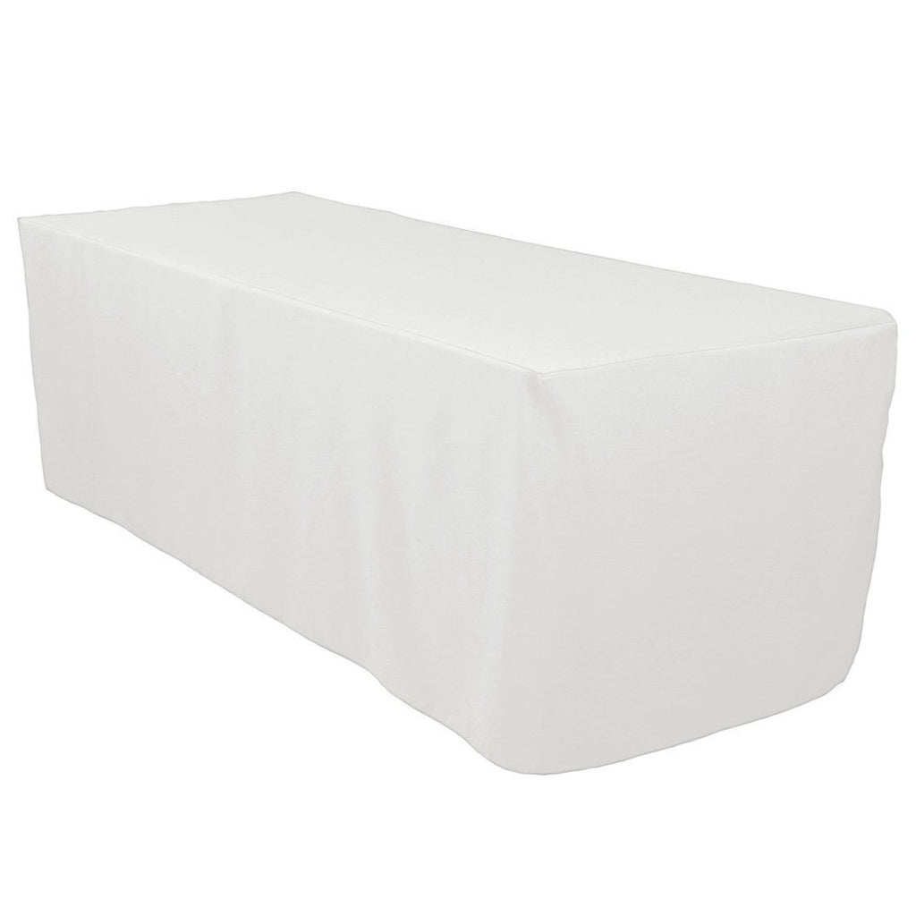 8 Ft White Polyester Rectangular Tablecloth
