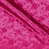 Fuchsia Satin Jacquard Roses Fabric
