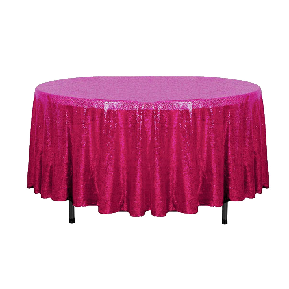 108" Fuchsia Glitz Sequin Round Tablecloth