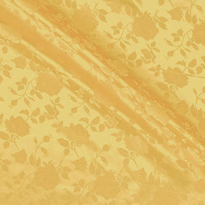 Gold Satin Jacquard Roses Fabric