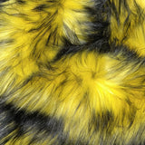 Yellow Black Faux Fake Fur Husky Long Pile
