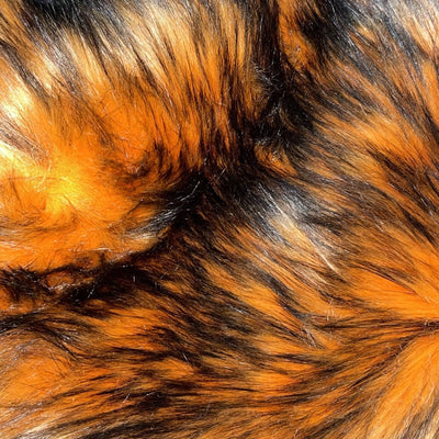 Orange Black Faux Fake Fur Husky Long Pile