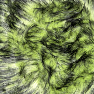 Lime Black Faux Fake Fur Husky Long Pile