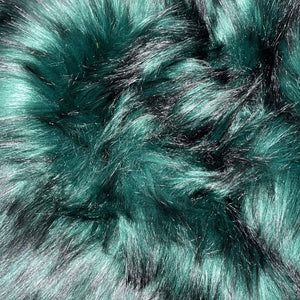 Hunter Green Black Faux Fake Fur Husky Long Pile