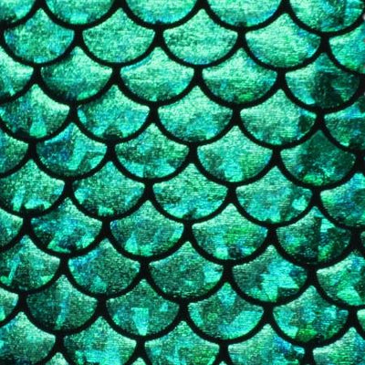 Green Mystic Mermaid Hologram Fish Scale Stretch Spandex 
