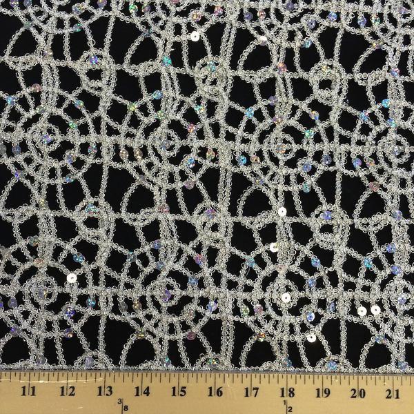 Silver Corded Lace Fabric
