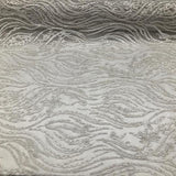 White Beaded Zebra Pattern Embroidery Lace Fabric